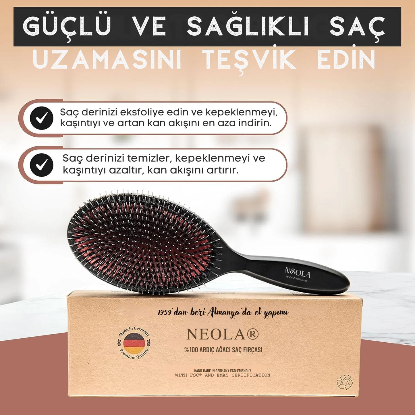 Şampuansız Saç Fırçası %100 Ardıç Kılı