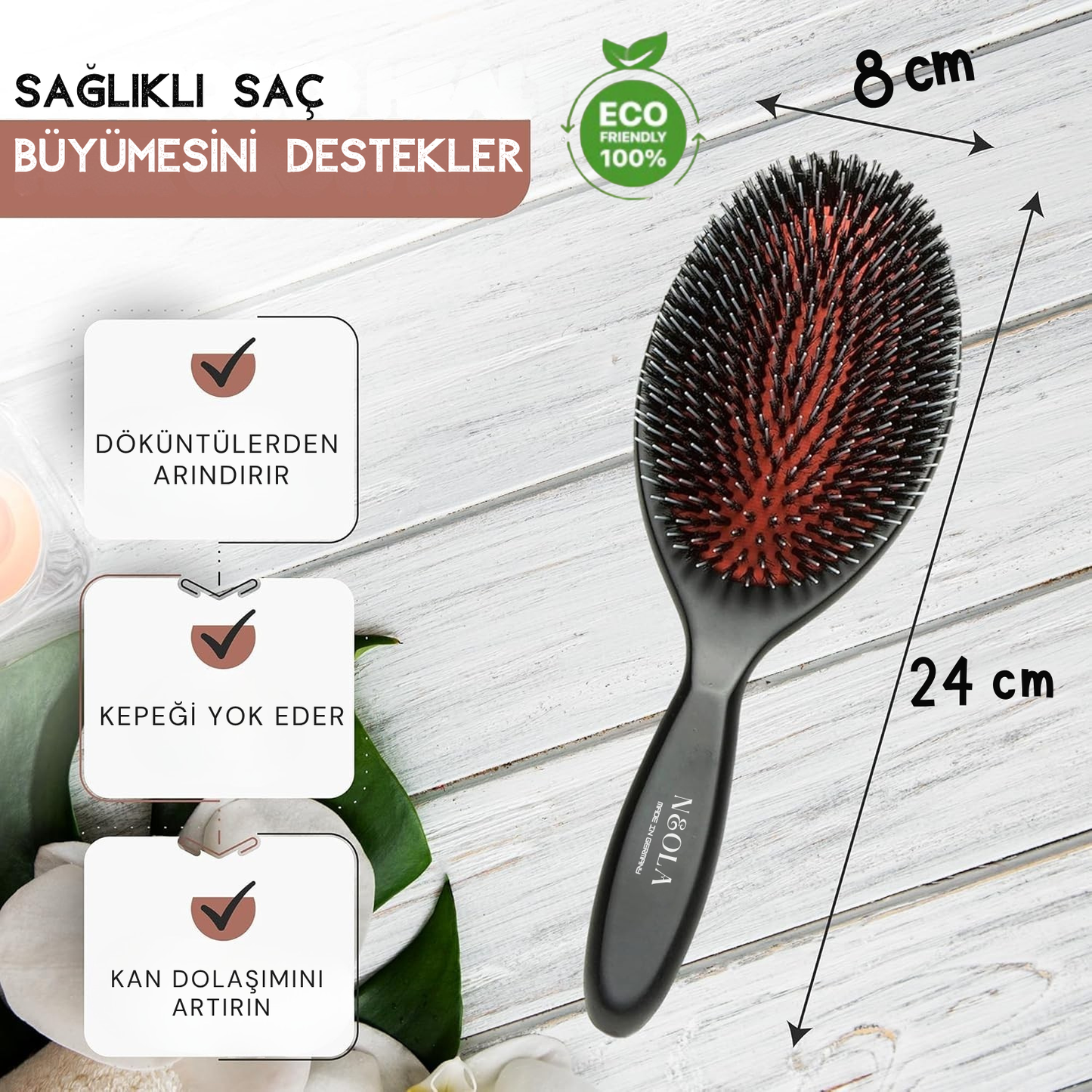 Şampuansız Saç Fırçası %100 Ardıç Kılı